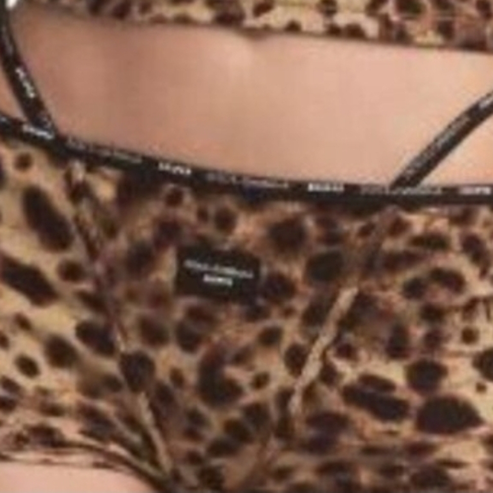 SKIMS x DOLCE & GABBANA Leopard Print Cotton Ribbed Boy Shorts Sz L NWT